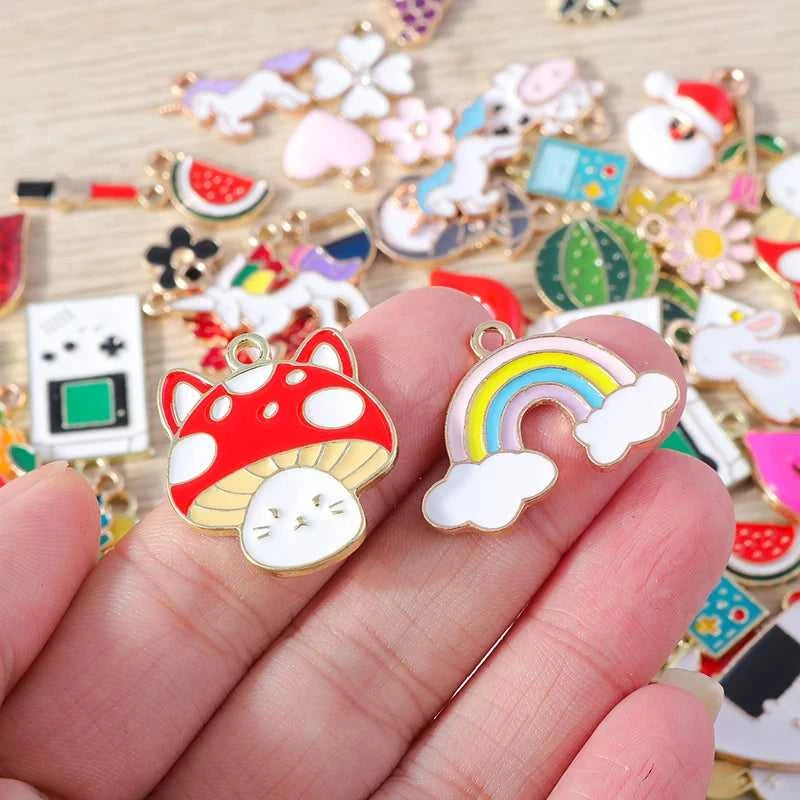 Tusember Mixed Gold Color Alloy Enamel Cute Heart Flower Fruit Charms Pendants For DIY Earrings Bracelet Jewelry Accessories The jack market .AU The jack market .AU Jewellery & Chains $ 50 200001033:200006253#random mix 20pcs