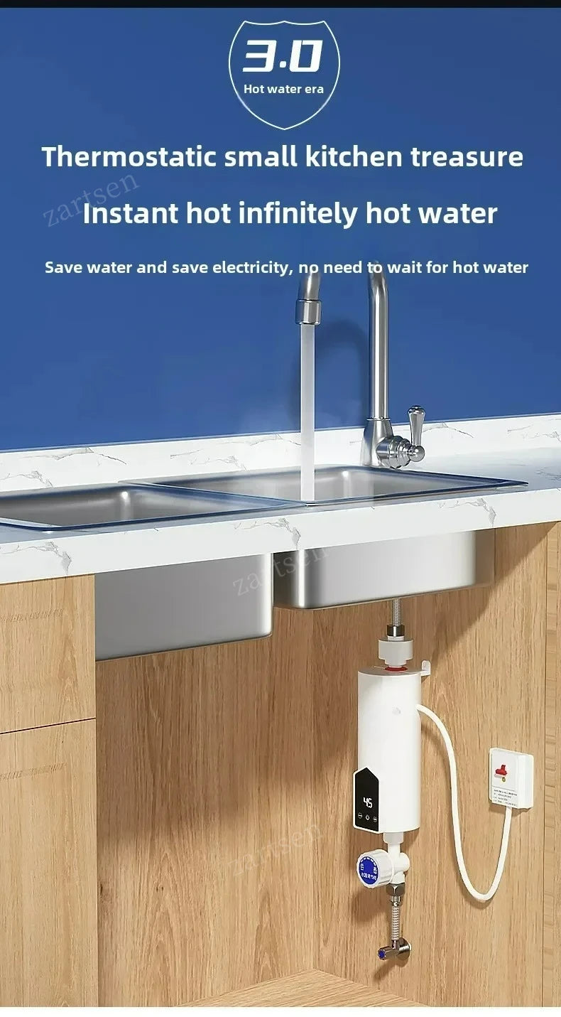 Instant Water Heater 220V 3000W-5500W Portable Electric Heaters for Bathroom Hot Water Shower and Home Kitchen Heating