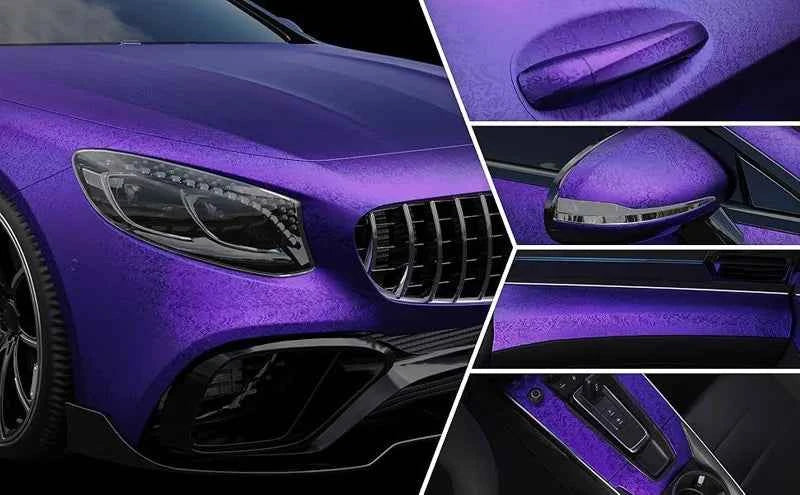 Premium PET Chrome Satin Purple Forged Vinyl Wrap Film Cosmic Ghost Textured Self Adhesive Decal Auto Car Wrapping