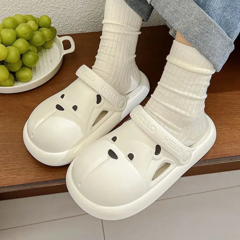 Shoes for Women 2025 Kawaii Cute Woman Slippers Round Toe Animal Cartoon Sandals Anime Slides Home Men Summer Mules House Indoor