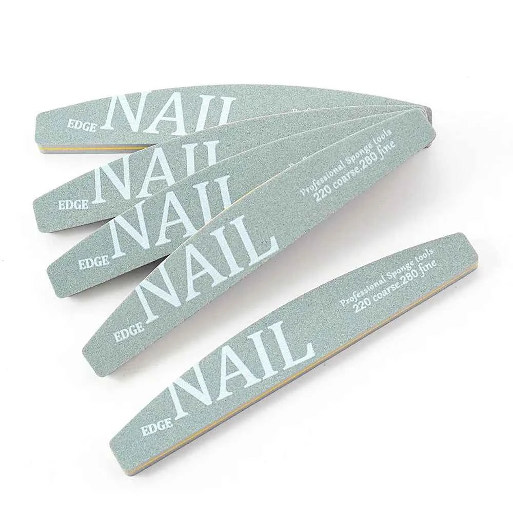 5/10 Sponge Block Nail Art File 220/280 Grit Green/Grey Halfmoon Lime a Ongle Buffer Nail Supplies Professional Manicure Tools