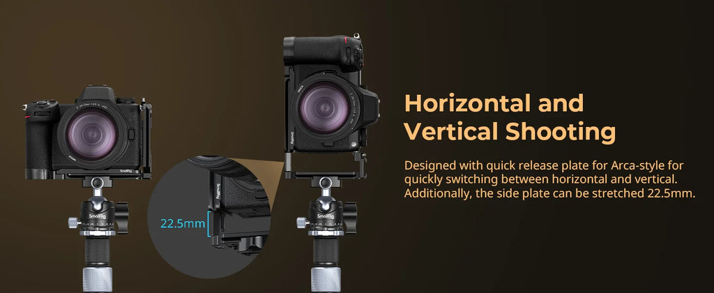 SmallRig L Plate for Nikon Z 6III, L-Bracket for Arca-Swiss, with 1/4"-20 Threaded Holes, QD Connector, Cold Shoe Mount - 4523