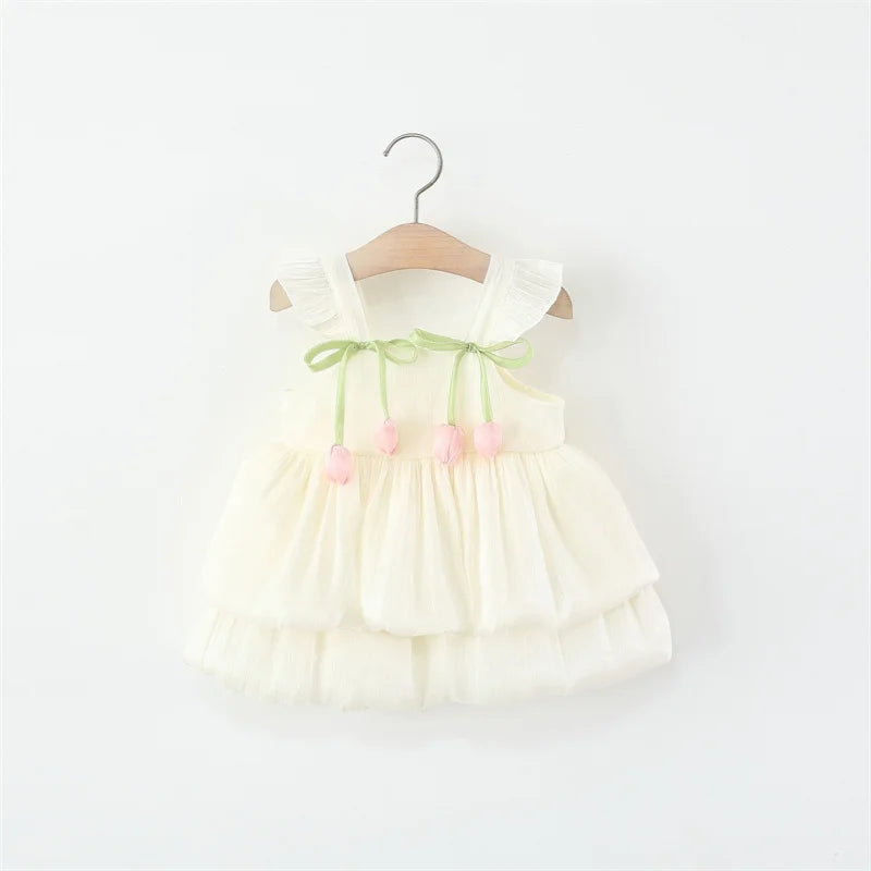 0-3 Y Fashion Summer Baby Girls Sleeveless Dress Children Birthday Party Evening Dresses Kid Wedding Fairy Costume Toddlers Wear