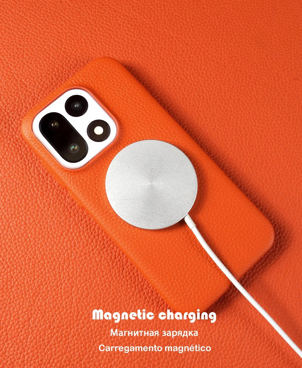 For Oneplus 15 Case 13R 12 10R 8Pro 7T 9R 7TPro Case Luxury Genuine Leather Cases For Magsafe Oneplus Phone Cover Magnetic Coque