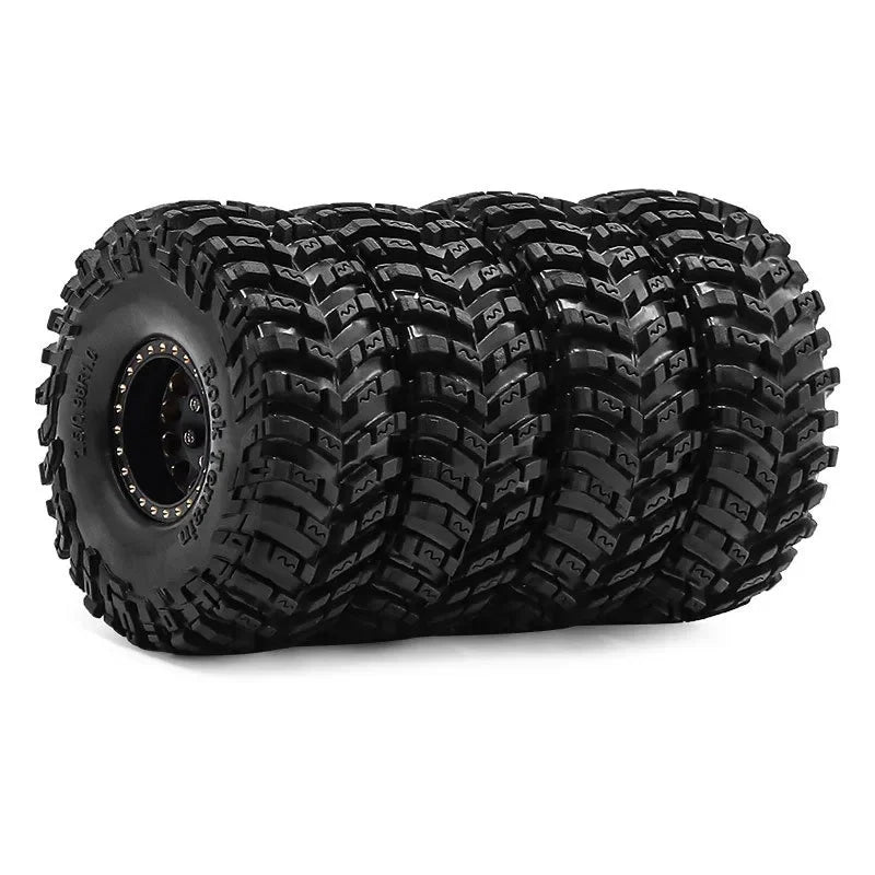 4pcs 63mm 1.0" Metal Beadlock Wheel Tire Set For 1/18 RC Crawler Car  SCX24 FMS Ascent-18  Upgrade Parts Accessories