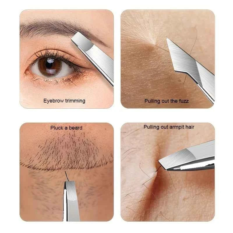 GlamTweez Professional 4-Piece Precision Tweezers Set for Effortless Eyebrow & Splinter Removal