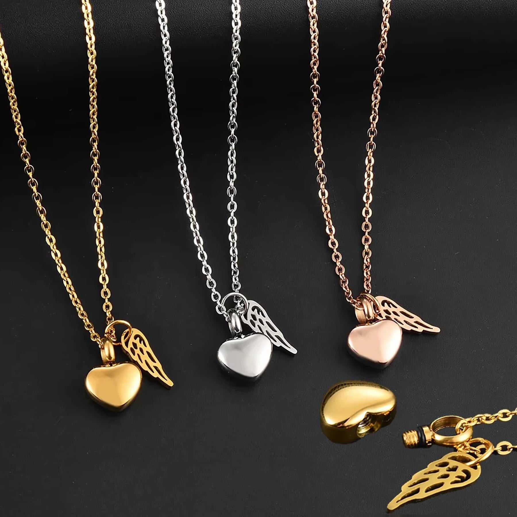 Fashion Heart with Angel Wings Ashes Urn Necklace Cremation Stainless Steel Memorial Pendant Keepsake Jewelry Gift The jack market .AU The jack market .AU Jewellery & Chains $ 51 200001033:200003758#Rose Gold Customized