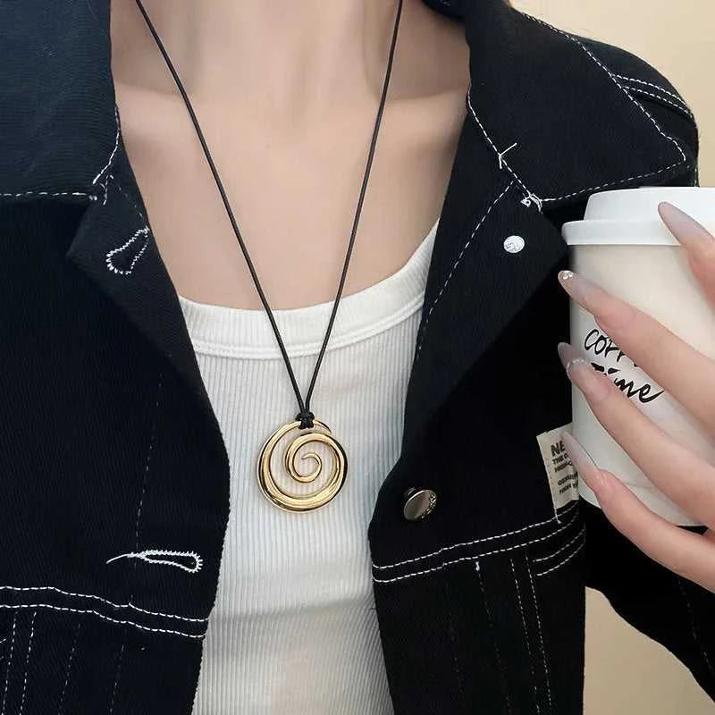Fashion Spiral Heart-Shaped Pendant Necklace for Women Adjustable Long Black Wax Rope Clavicle Chain Charm Couple Birthday Gift The jack market .AU The jack market .AU Jewellery & Chains $ 48 200001033:200003757#5