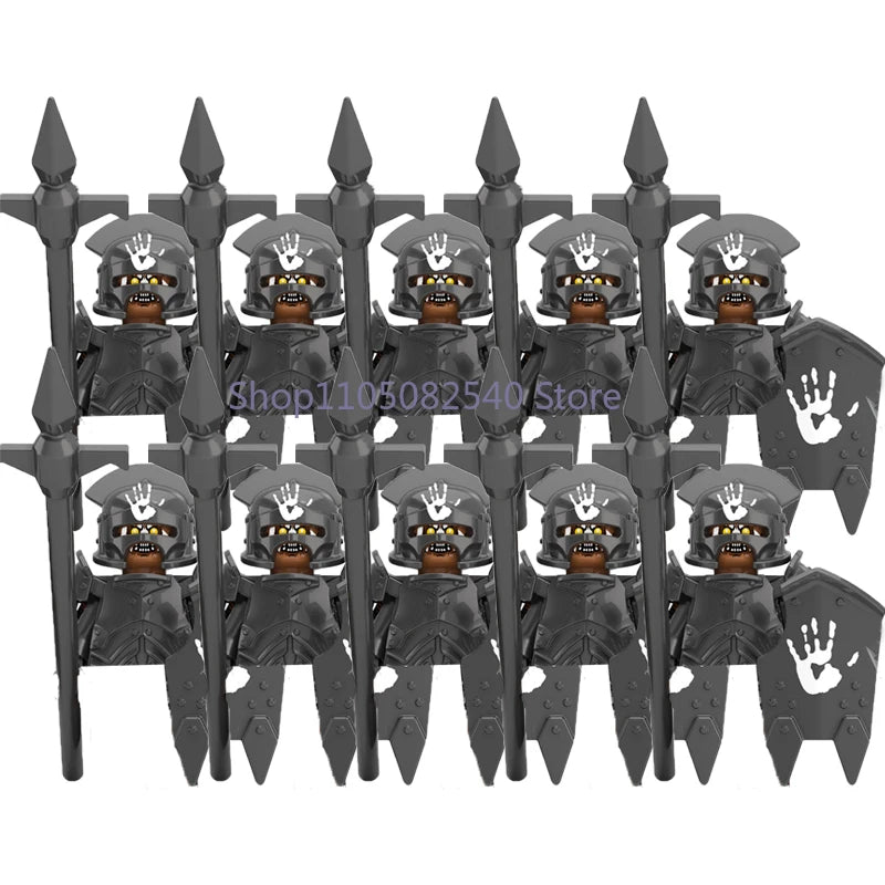 MOC Military Soldier Movie Character Building Blocks Accessories Medieval Castle Knight Helmet Shield Mini Brick Gift Toy E008