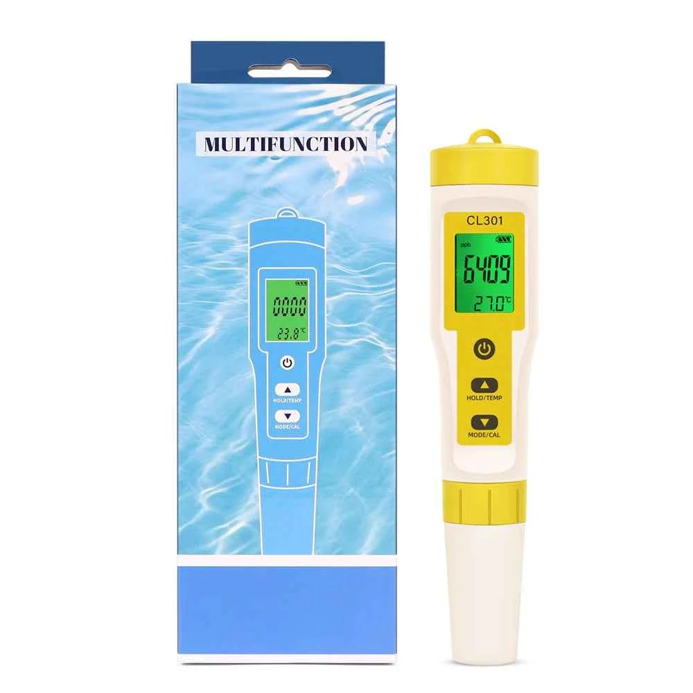 Multifunctional Chlorine Testing Pen 2/3/4/5 in 1 Water Quality Tester CL2 TEMP pH H2 ORP Measuring For Aquarium Swimming Pool