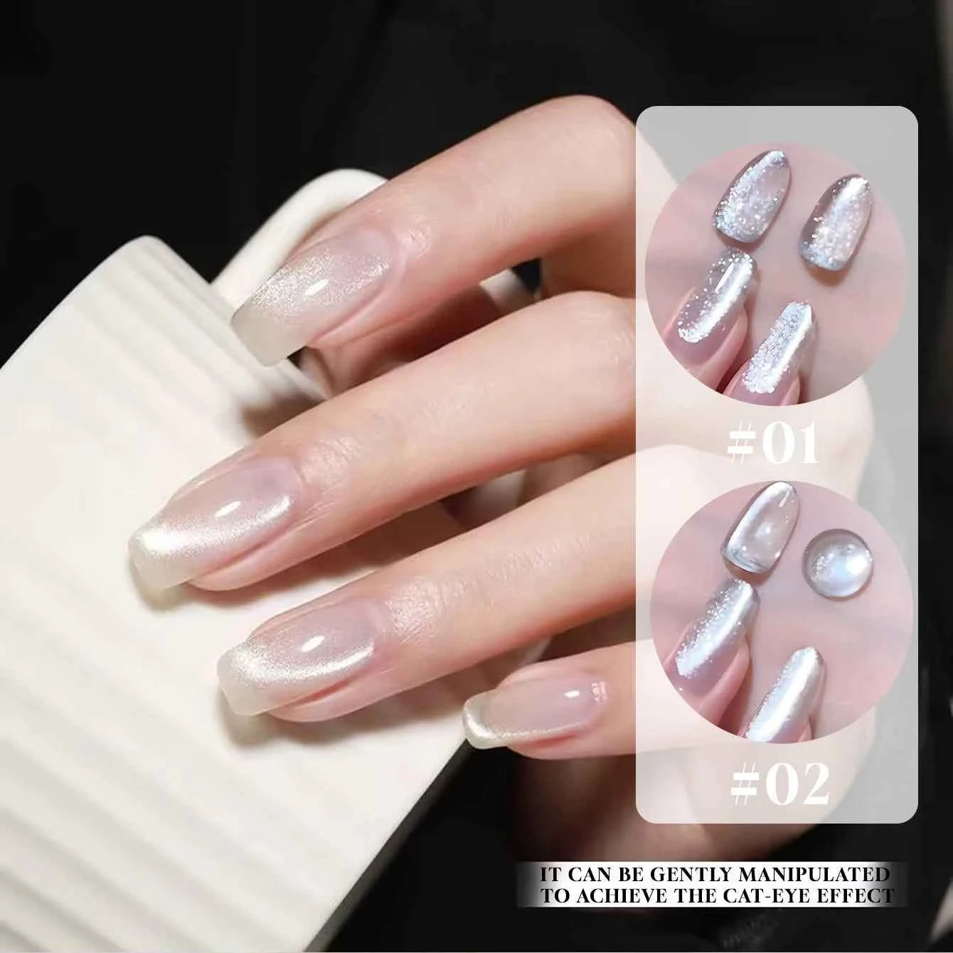 10ML 1-8pcs 2026 New Style Clear Universal White Glass Beads Cat Eye Magnet Gel Nail Polish Suitable For Toe Nails White Nails