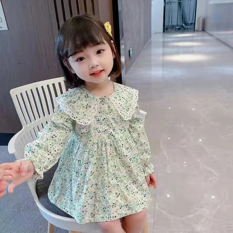 Sweetheart Couture Princess Dress - Casual Pink Cotton-Linen Dress with Big Turn Down Collar for Summer 2023