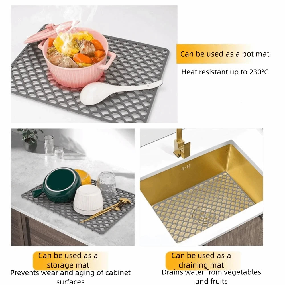 New Silicone Sink Protector Mat Anti Slip Multi Functional Non-slip Sink Mat Heat Resistant Foldable Dishes Drying Mats Kitchen The jack market .AU The jack market .AU $ 60 14:202732816#42cm Grey