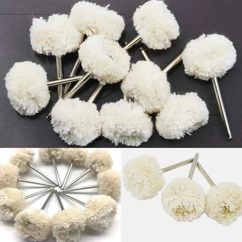 Wool Buffing Wheel Set – 10/20/30pcs 3mm Shank for Smooth Polishing on Stone, Metal & Nonmetal Surfaces