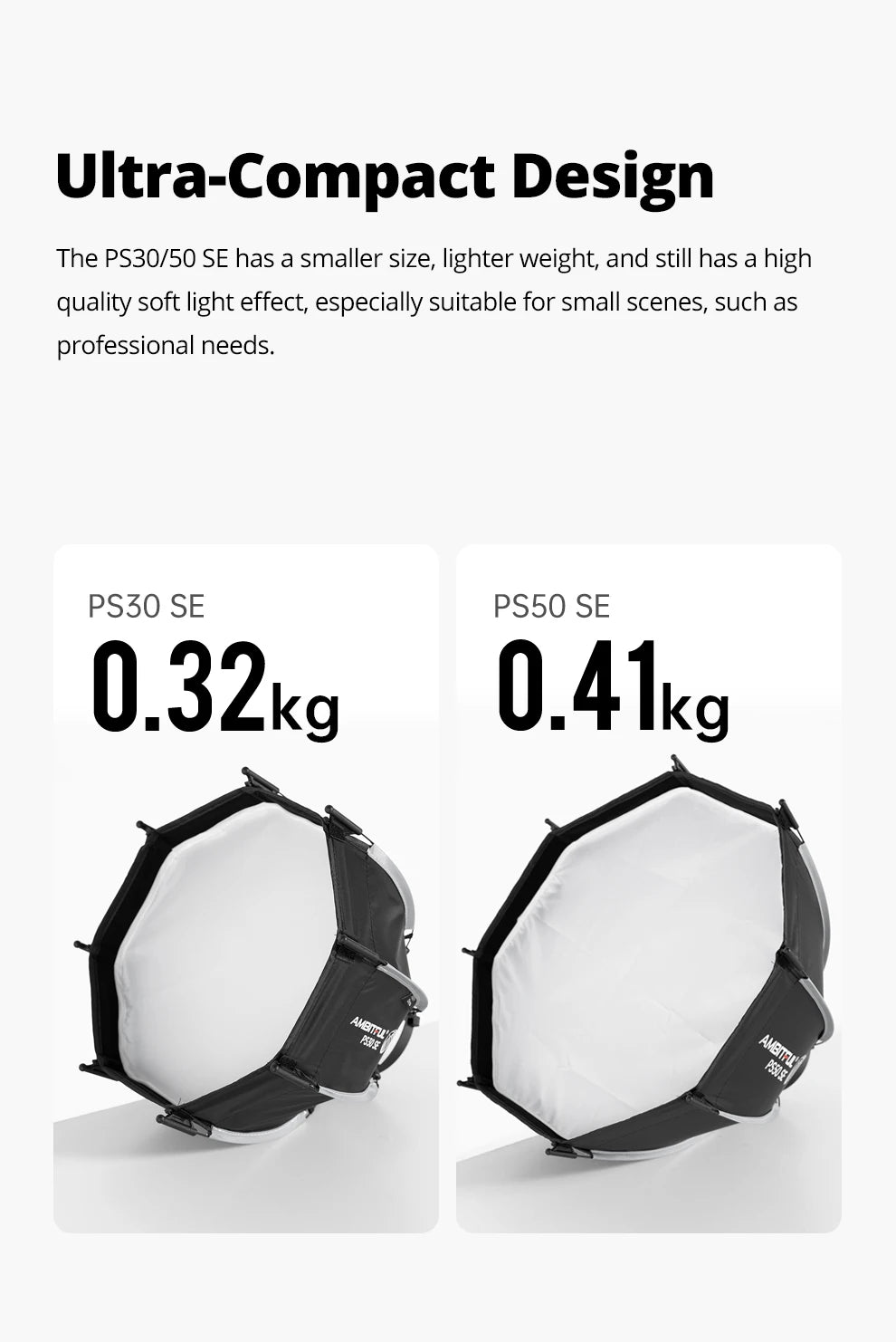 AMBITFUL PS30/PS50 SE 30cm 55cm mini Quickly Release Bowens Mount Octagon Softbox + Honeycomb Grid Outdoor SoftBox for LED Flash