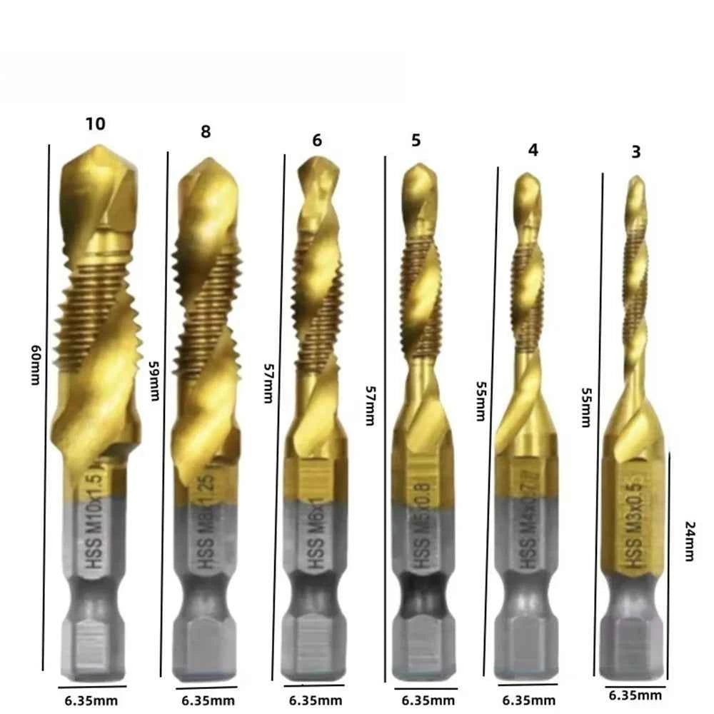Titanium Plated 6pc HSS Tap and Drill Set - High-Speed Performance for Ultimate Precision