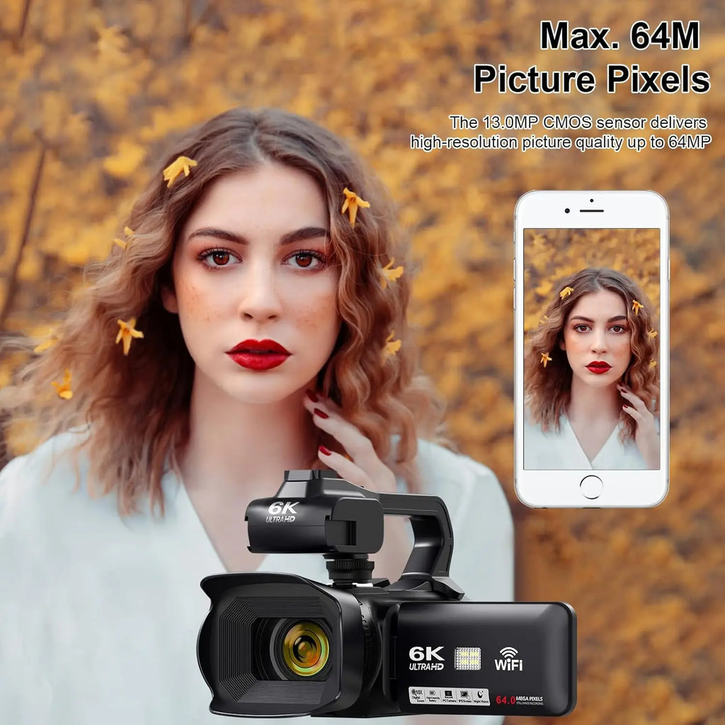 4K Professional Video Cameras for Photography 64MP Ultra HD 18X Digital Zoom Camcorders YouTube Live Streaming Vlog Recorder