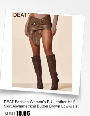 DEAT Women's Slim Dress with Diamond Folds & Zipper - Sleeveless Round Collar Summer Style