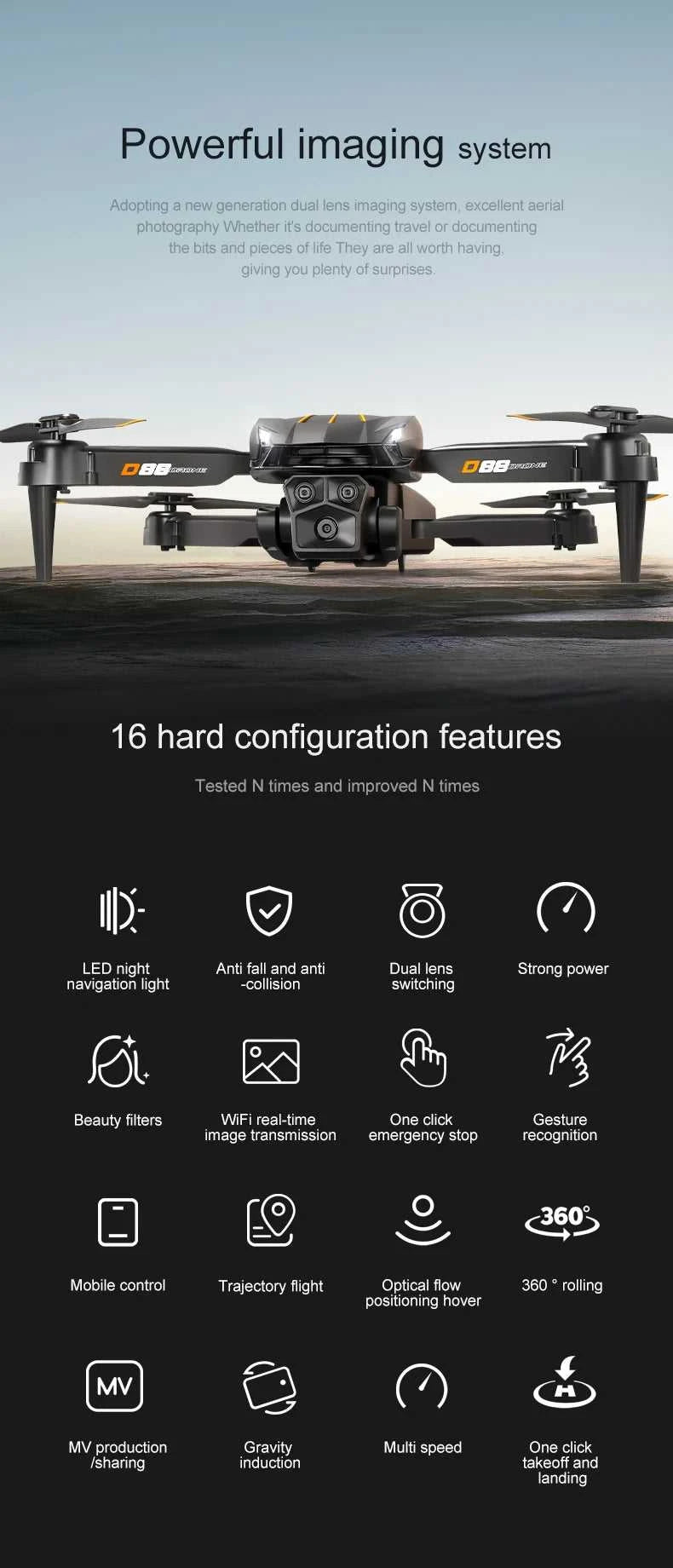 Lenovo D88 Drone 8K Aerial HD Dual Camera Photography Intelligent Obstacle Avoidance Brushless Motor 5G WIFI GPS Return Drone The jack market .AU The jack market .AU Drones $ 86 14:691#Black-8K HD-VR