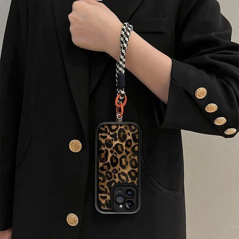 Leopard Print Hang Strap Case for OPPO Reno 12F 11F 10 5G 11 12 8 Pro 8T Reno 7 4G 5 6 Lite A60 A78 A58 A77 A57 A98 A38 A18 A17