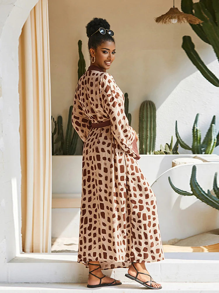 2026 Women's Kaftan Beach Cover-Up Dress - Stylish Long Tunic for Summer Bikinis & Beachwear