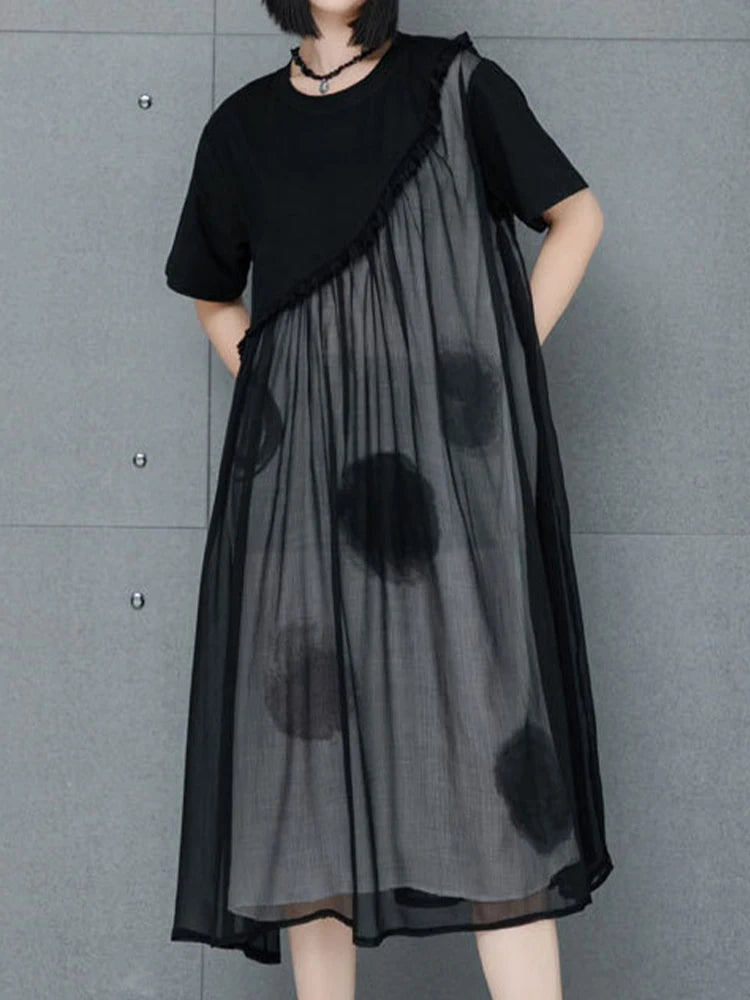 AmaxluluE Summer Chiffon Dot Ladies Dress Vintage Luxury Leisure Clothes Classic Fashion Cotton Elegant Harajuku Gothic Vestidos