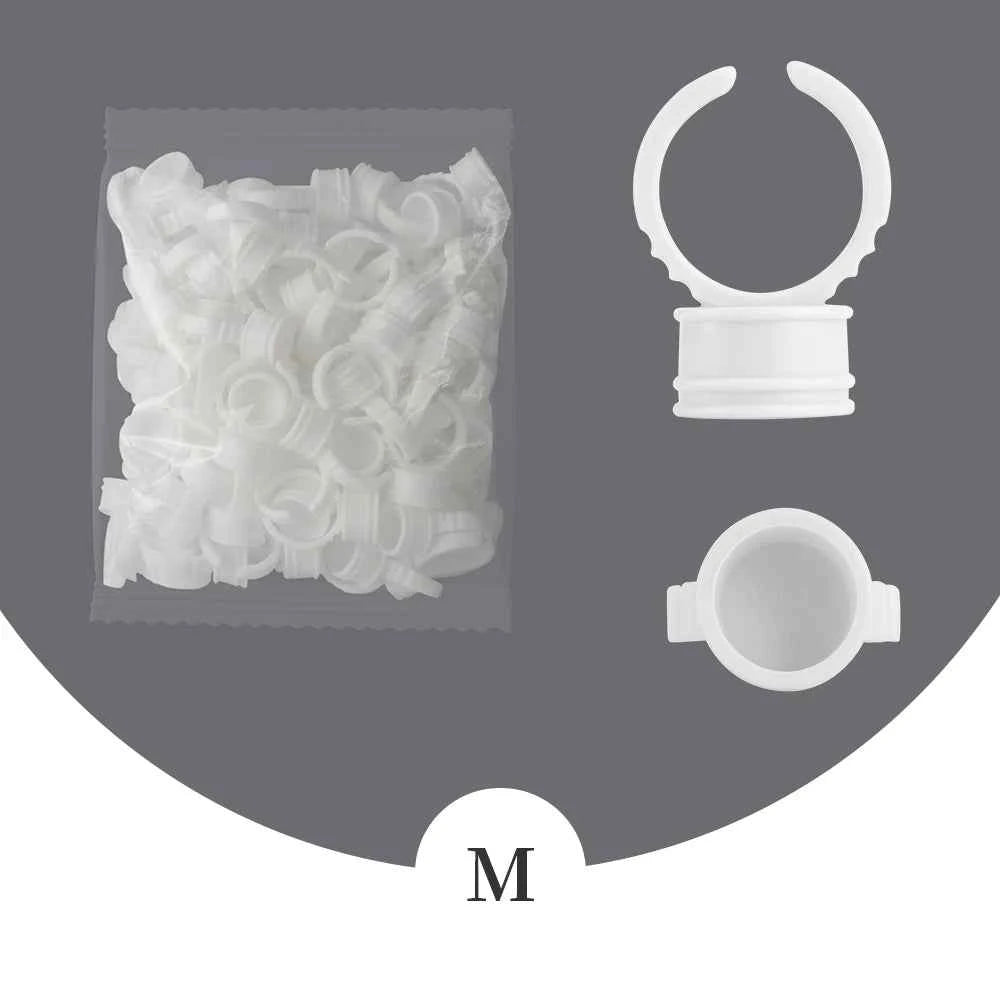 GLAMLASH Disposable Eyelash Extension Glue Rings - 100 Pcs for Effortless Application & Precision Pigment Holding