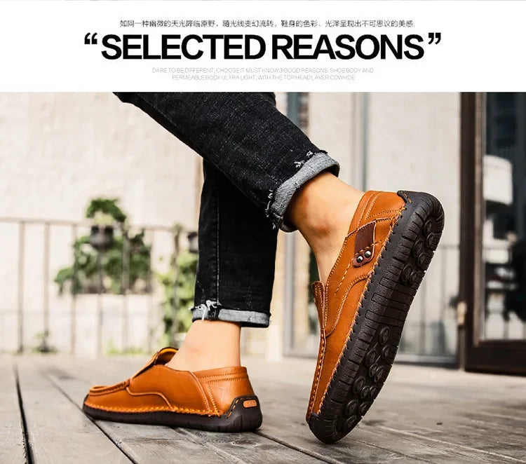 Mens Loafers Breathable Slip on Italian Driving Shoes Chaussure Homme Genuine Leather Men Handmade Casual Shoes