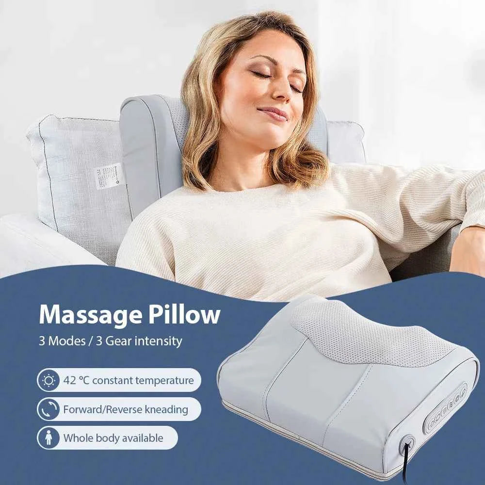 RelaxPro Electric Neck & Shoulder Massage Pillow - Soothing Kneading Relief for Back & Cervical Comfort