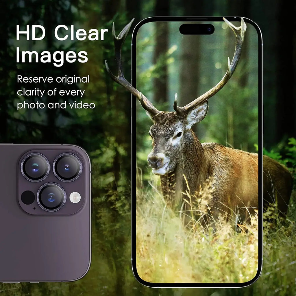 Brand Name Deep Purple Camera Lens Protector - 2-3Pcs Premium Glass Protection for iPhone 14 Pro Max, 13, 12, 11
