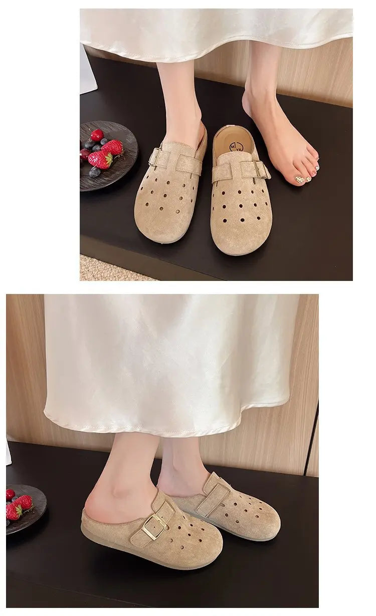 Shevalues 2025 Summer Women's Clogs Slippers With Adjustable Buckle Casual Outdoor Slides Soft Sole Comfortable Women's Sandals