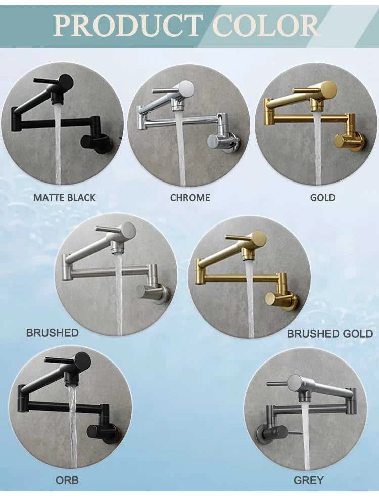 Brass Pot Filler Tap Wall Mount Foldable Kitchen Faucet Single Cold Single Hole Sink Tap Rotate Folding Spout Chrome Gold Black The jack market .AU The jack market .AU Home $ 174 14:29#Chrome Type A