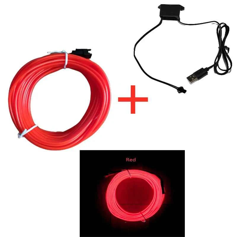 Car Ambient Lamp LED Neon Cold Light Auto Interior Mouldings Atmosphere Lights Refit Decoration Strips Shine Usb/Cigarette Drive