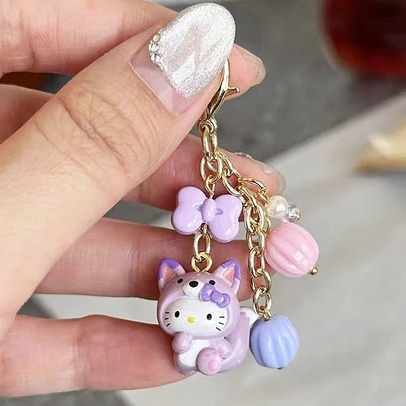 Sanrios Animal Kitty Cat Keychain Kawaii Cute Anime Hellokittys Cellphone Strap Pendant Purse Bag Charm Accessories Girls Gift