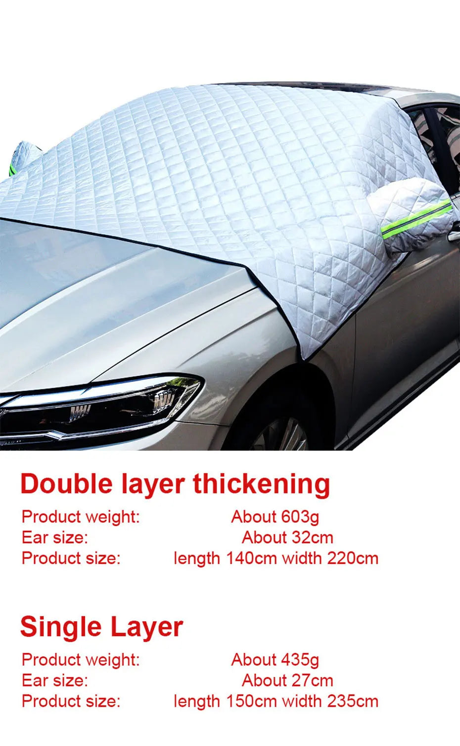 Car Windshield Cover Front Windscreen Sunshade Half Cover Car Exterior Snow Shield Cover Vehicles Protective Shade for Sedan SUV