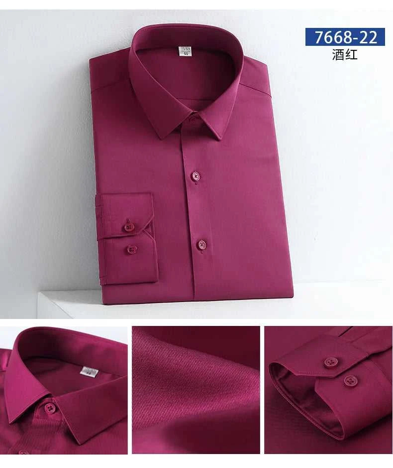 New Spring and Autumn Social Dress Ice Silk Long Sleeve Men's Shirt Business No Iron Casual Fit Pure White High Quality The jack market .AU The jack market .AU Men Fashion $ 41 14:771#21;5:100013888