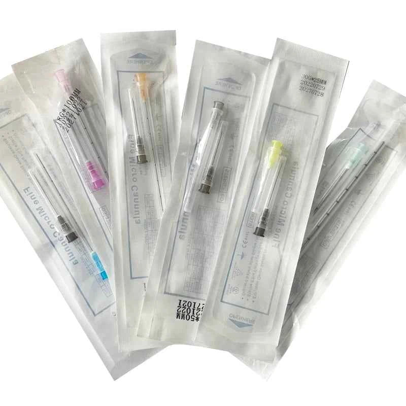 50pcs Micro Tip Blunt Cannula for Filler 18G 20G 21G 22G 23G 25G 27G 30G Disposable Sterile Nose/Lip Micro Cannula