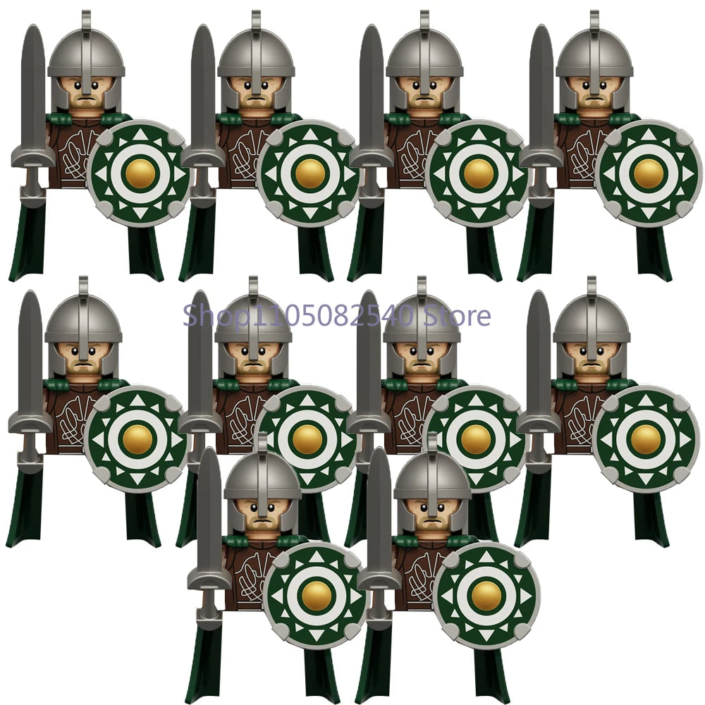 MOC Military Soldier Movie Character Building Blocks Accessories Medieval Castle Knight Helmet Shield Mini Brick Gift Toy E008