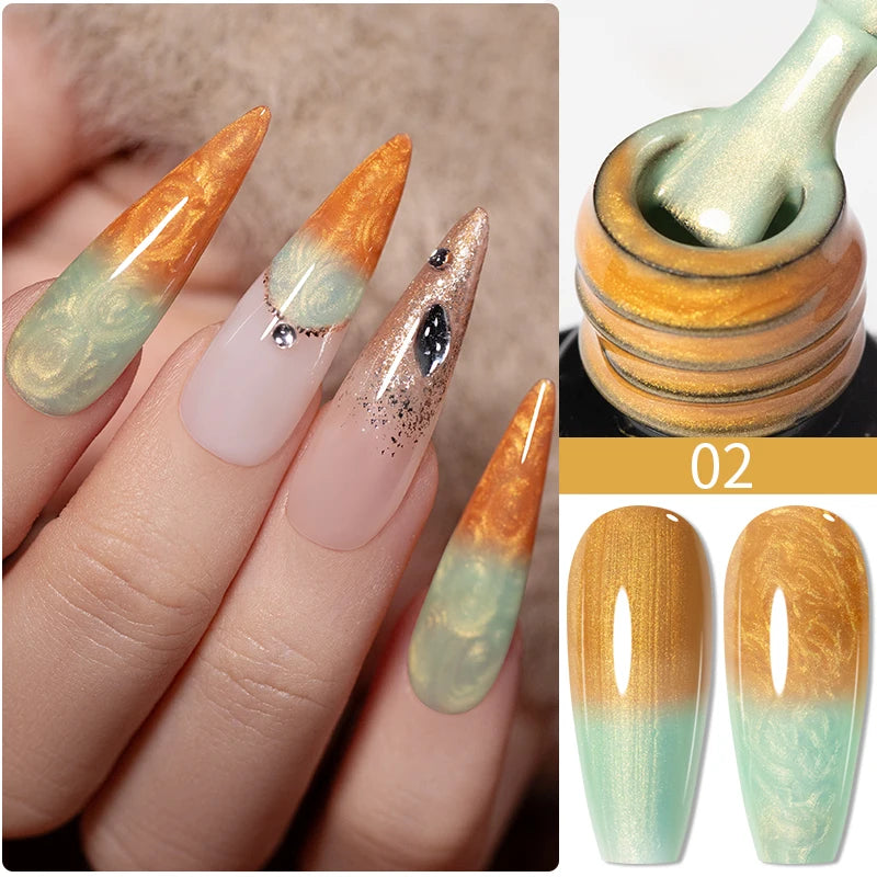 BrandName Chrome Mirror Effect Gel Polish - 5ml Golden Silvery Metallic Liner for Stunning French Nail Art