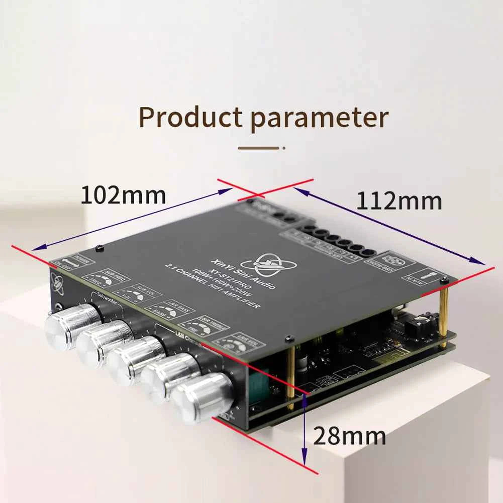 XY-ST21PRO Compact 2.1Channel TPA3255 BT Digital Power Amplifier Board 100W*2+200W High Low Tone Subwoofer Power Amplifier Board