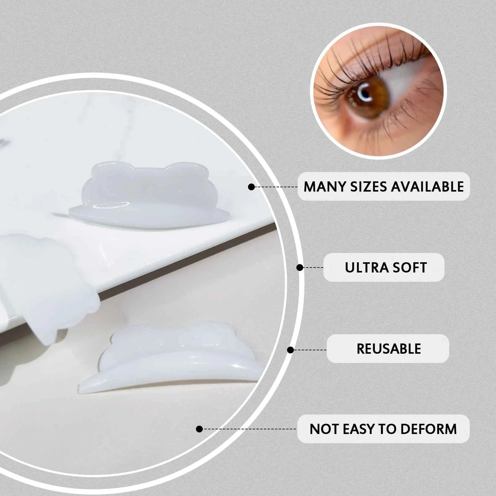 Libeauty U Curl Silicone Eyelash Perm Rods - 4 Pairs with Free Glue for Stunning 3D Lash Lifts