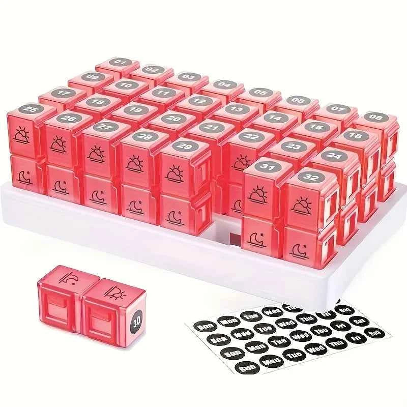 Monthly Pill Organizer 2 Times a Day, 31Day Pill Box AM PM, One Month Pill Box Organizer AM PM to Hold Vitamins, Supplements