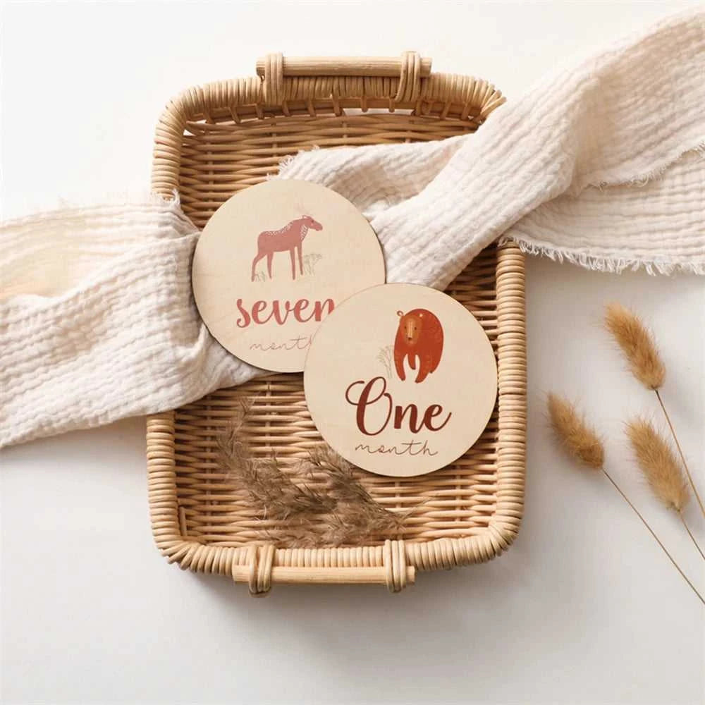 Baby Bear Milestone Number Monthly Memorial Cards Newborn Birthday Gifts Souvenir Newborn Birth Photo Photography Accessories