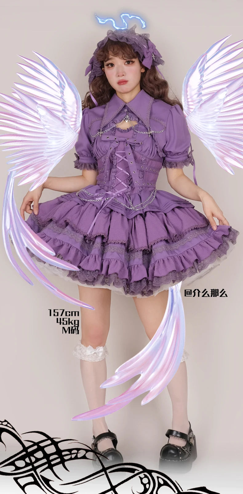 Gothic Lolita JSK Dress with Bow & Spaghetti Straps - Chic Mini Dress & Waistcoat Set for Sweet Style