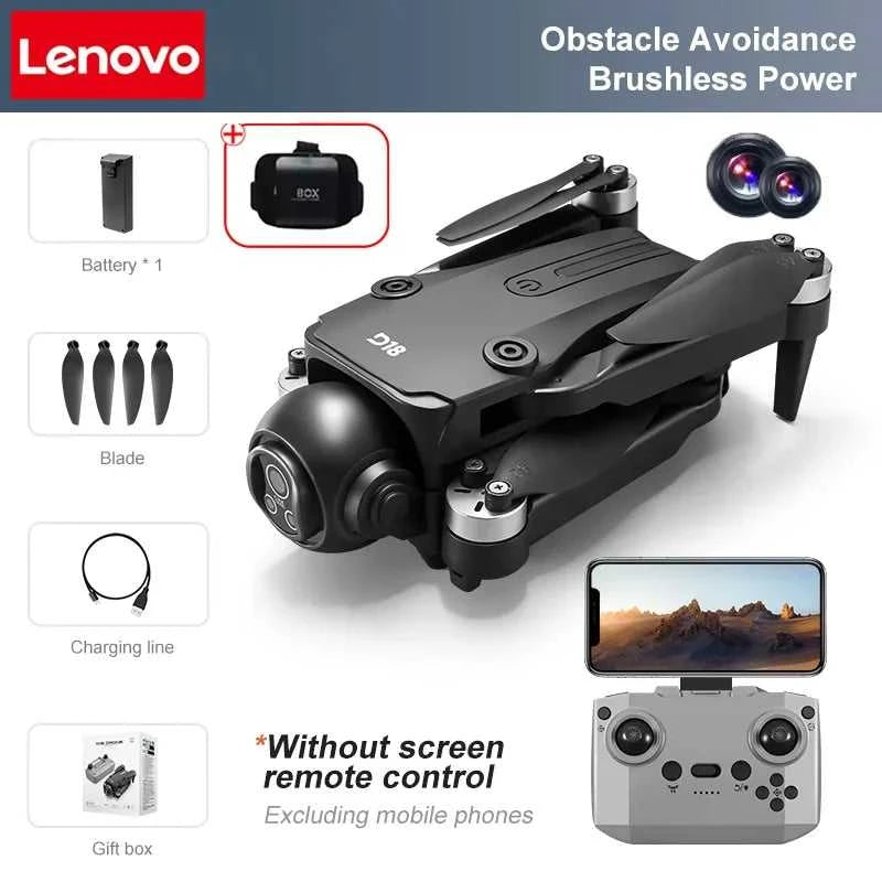 Lenovo D18 Drone 8K Aerial HD Dual-Camera Intelligent Obstacle Avoidance Brushless Power 5G WIFI Screen Remote Control GPS Drone The jack market .AU The jack market .AU Drones $ 97 14:175#Black-8K HD-VR