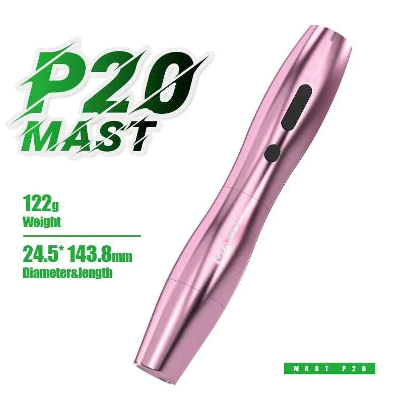 Mast P20 Wireless Tattoo Machine Kit - 2.5mm Stroke, 1000mAh Battery, Lightweight Design for Effortless PMU Mastery