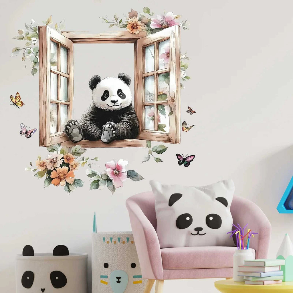 Panda Flower Butterfly Wall Sticker For Kids Room Background Deco Wallpaper Bedroom Home Decoration Self-adhesive Cartoon Decals The jack market .AU The jack market .AU Home $ 22 <none>