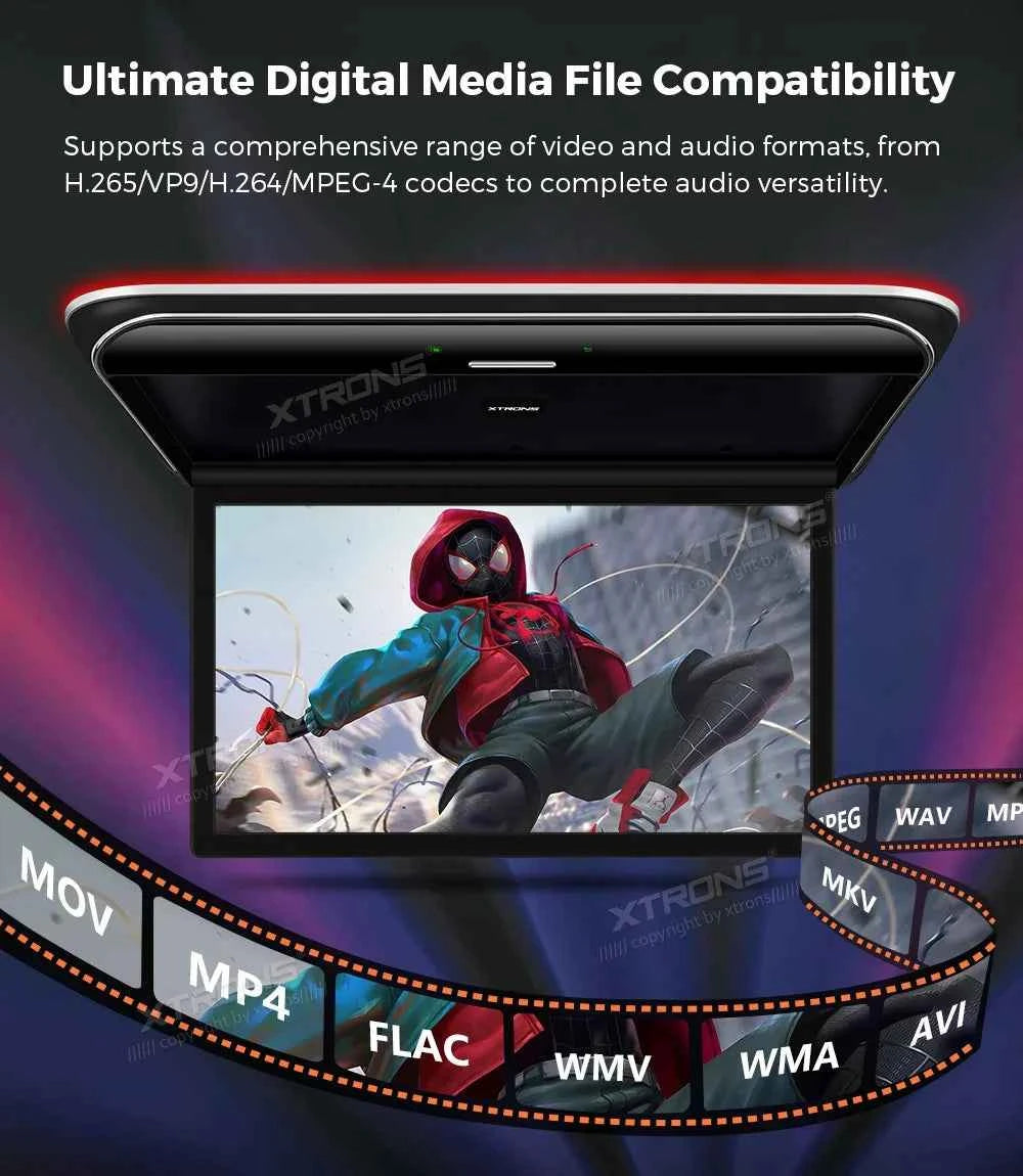 XTRONS 19.5" Android Car Roof Monitor TV Octa-core 8K IPS Car Screen Adjustable Angle to 170° with Screen Mirroring USB HDR RCA
