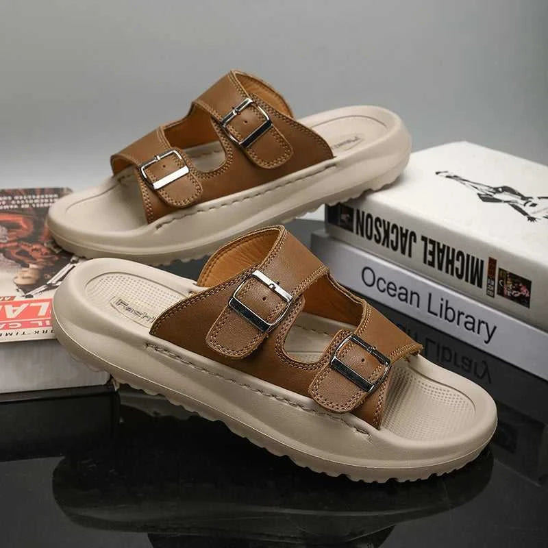 Italian Leather Double Buckle Cowhide Slippers for Men Hotel Beach Summer Shoes High Quality Slip on Light Flats Male Flip Flops The jack market .AU The jack market .AU Step Up Your Style: Trendy Shoes for Every Occasion! $ 90 14:193;200000124:100013888