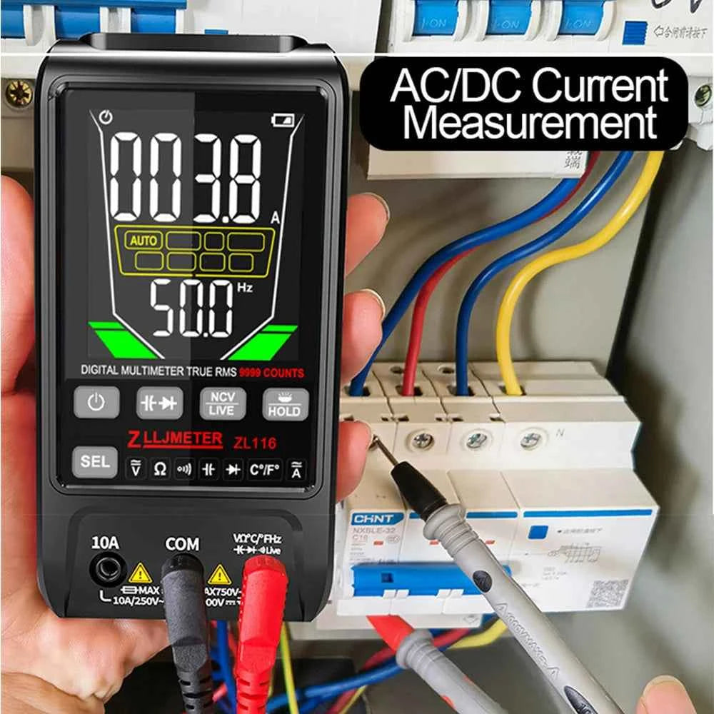 SmartTech USB Rechargeable Digital Multimeter - True RMS, AC/DC Current, Capacitance, Temperature, Auto Range